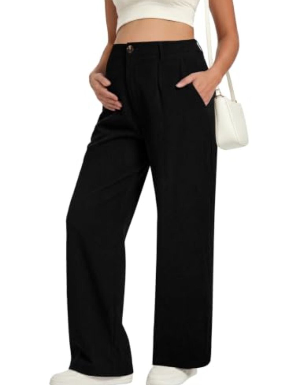 BLENCOT Corduroy Maternity Pants Wide Leg Pregnancy Trousers Business Casual - Picture 2 of 7